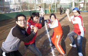 野球大会　バッティングのイメージトレーニング中